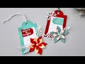 DIY How to Make Christmas Floral Tag  - Step By Step Tutorial - Poinsettia and Snowflakes