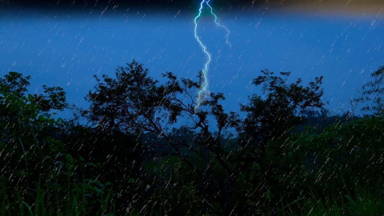 fast sleep soundly with Strong Heavy Rain Sound and thunderstorm in the ...