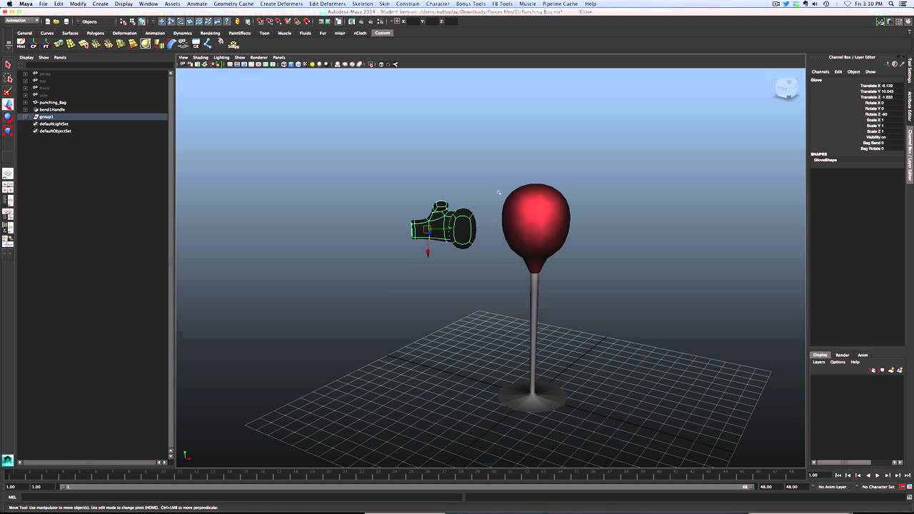 Maya - Animating a simple Punching Bag with Custom Controls
