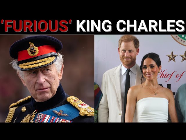 King Charles ‘furious’ with Prince Harry and Meghan Markle’s faux royal tour class=