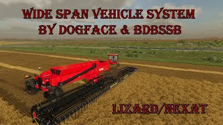 FS22, Wide span vehicle system/Nexat, running with 18 metre honey bee header