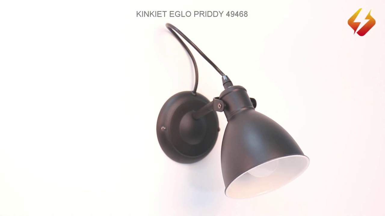 Kinkiet metalowy Eglo Priddy czarny 49468 loft | hurtelektryczny.pl