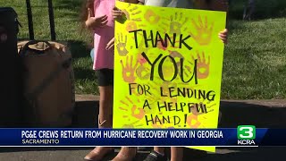 PG&E crews are back after spending two weeks working on hurricane relief efforts