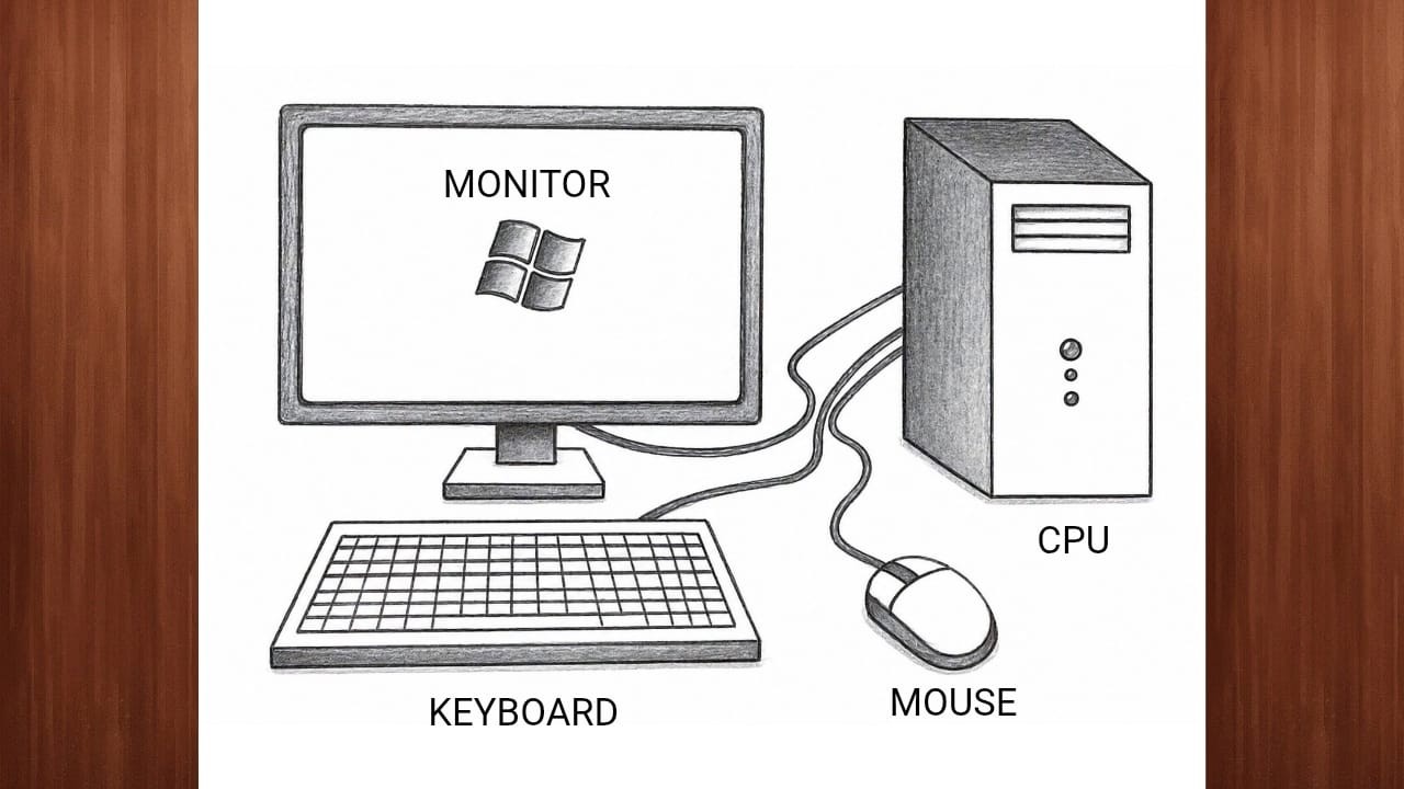 How to Draw Computer | How to Draw Desktop Computer Step by Step ...