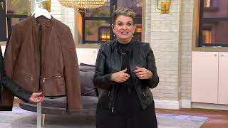 Wilson's Leather Caitlin Scuba Leather Jacket on QVC