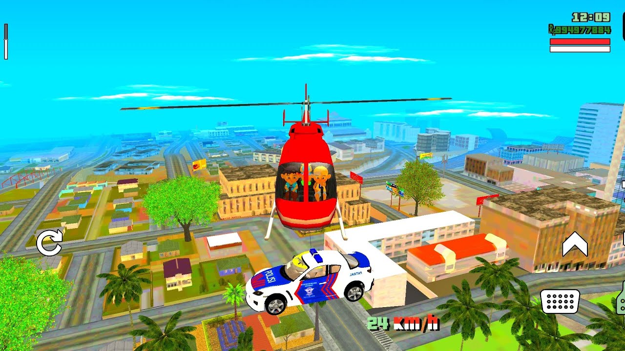Upin angkut Mobil PaPa Polisi Pakai Helikopter merah 🤣 Dunia Oyya