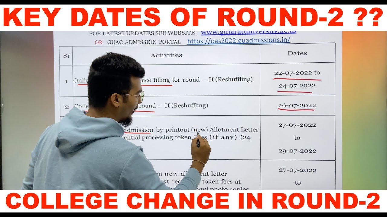 KEY DATES OF ROUND-2 | Change College Choice in Round - 2 | Gujarat University Admission | UGT