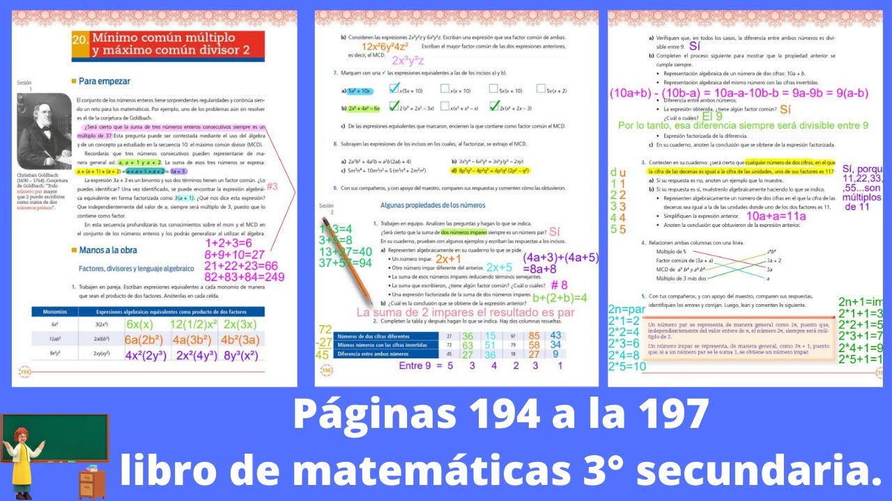 Páginas 194, 195, 196 y 197 matemáticas 3° secundaria - YouTube