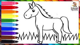 Cómo Dibujar Un Caballo Dibuja Y Colorea Un Lindo Caballo Arcoiris Dibujos Para Niños