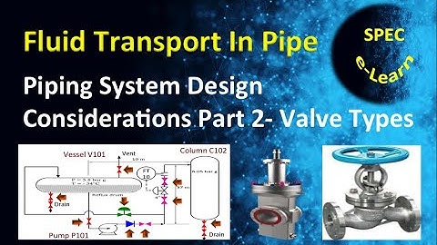 Fluid Transport in Pipes: Piping System Design Considerations Part2  - Types of Valves