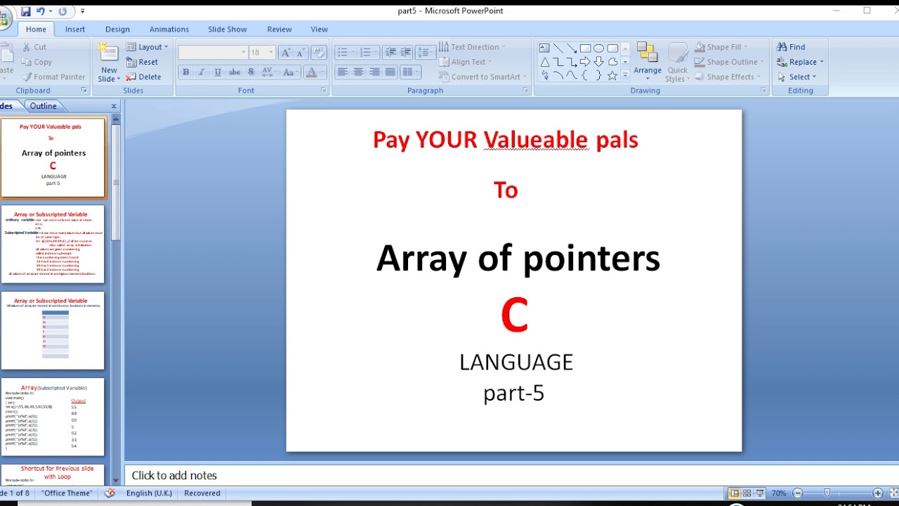Use of an array of pointers - YouTube