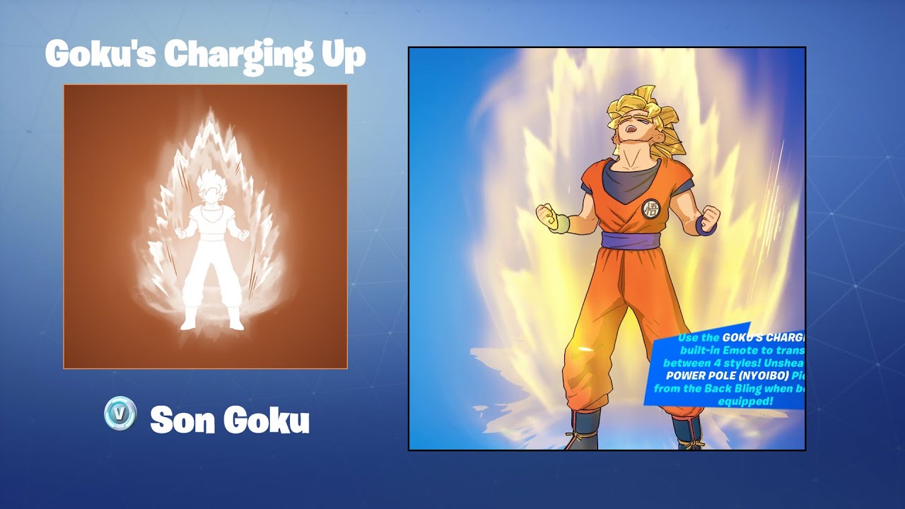 Goku's Charging Up Fortnite Emote YouTube