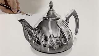 自作絵画 鉛筆画 Pencil Drawing a Teapot・鉛筆画 ティーポット 描いてみた