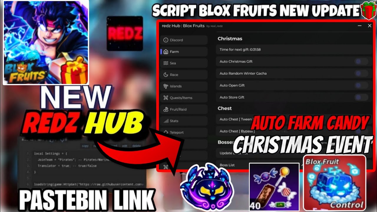 bloxfruit(script)redz loadstring(game:httpget( BLOX FRUITS Script No Key CHRISTMAS UPDATE AUTO FARM CANDY, COLLECT ...