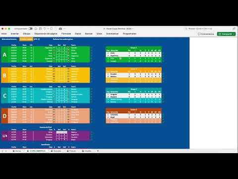 Excel Copa América 2024 Quiniela - Prode - Schedule - Fixture