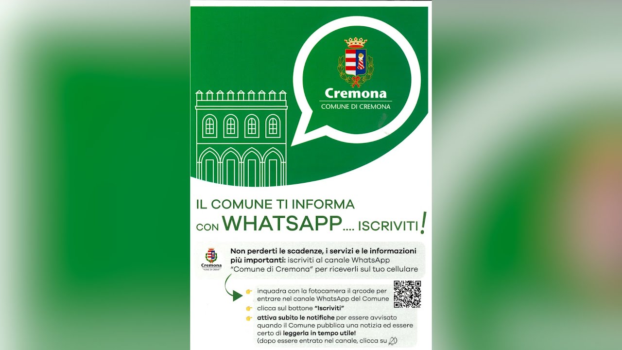 Il Comune di Cremona ti informa su WhatsApp: da oggi l’inizio del servizio