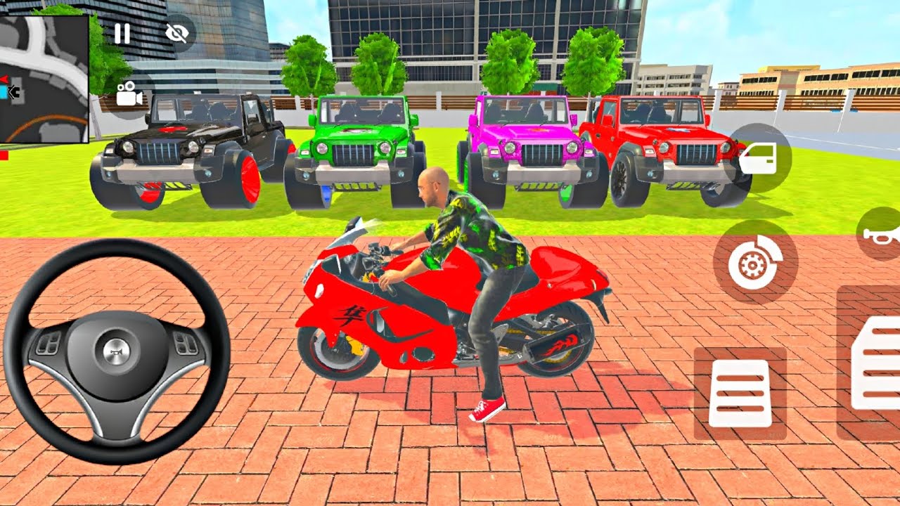 Car bike game*Franklin ordered an Indian Police car and Hayabusa bike 🚛 in game 🎮With Mahindra Thar🚨