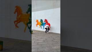 Girl Made Horse Painting With Her Hair #facts #viralvideo