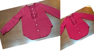 شيميز رائع للعيد  بدون باترون  اى مقاسcut and stitch a nice blouse