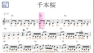 千本桜初音ミク・黒うさP原曲key=Fドレミで歌う楽譜【コード付き】