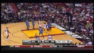 Dwayne Wade Does A Mean Spin Move   Then A Two Hand Dunk Over Kendrick Perkins!.flv