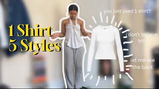 styling 1 long-sleeve shirt, 5 different ways tutorial!!! (yes i’ll be turning around)