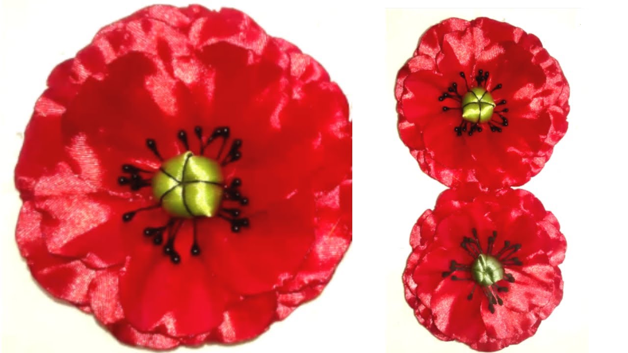 Beautiful Satin Poppy Flower - Memorial Day Flower - Ribbon Poppy ...