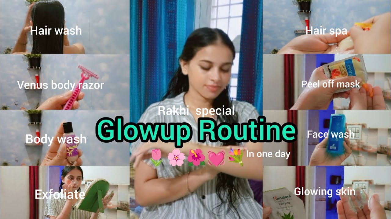 Glowup routine in a day🛁🌷|| hair care, bodycare, face care #aestheticgirl #selfcareroutine #glowup 