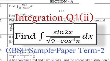 Integration of Sin2x/sqrt(9-cos^4x) Question 1 CBSE Sample Paper term-2 12th Maths