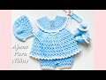 Vestido para bebé tejido a crochet paso a paso muy fácil CONJUNTO PARA NIÑAS en Varias Tallas