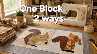 Woodland Squirrel Quilt Blocks Make 1 Quilt Block Pattern 2 Different Ways