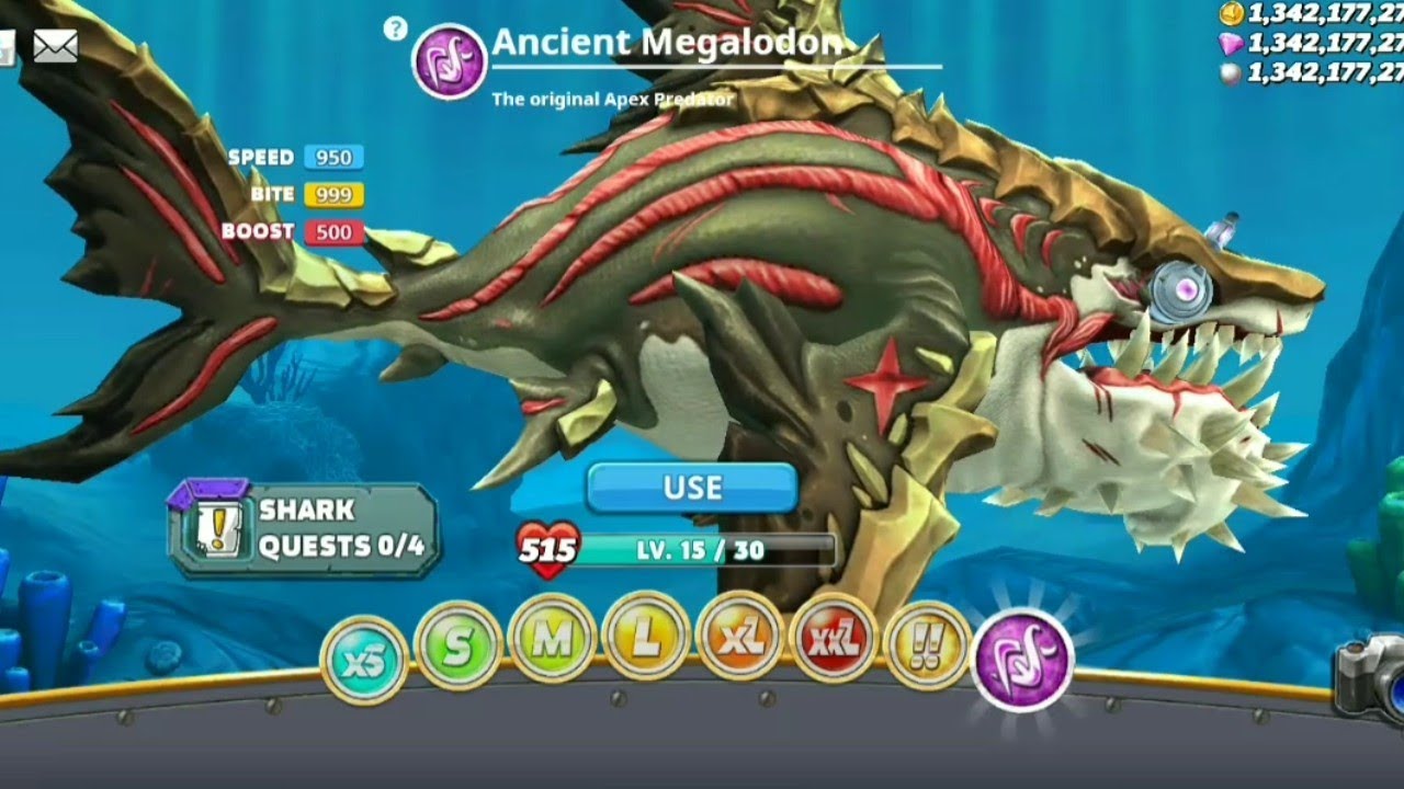Hungry Shark World Mod APK version 4.9.4 ancient Megalodon Gameplay