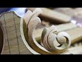 Ornament Wood Carving: How to make a Leaves Wooden Ornament. Carved wood shelf. time lapse.