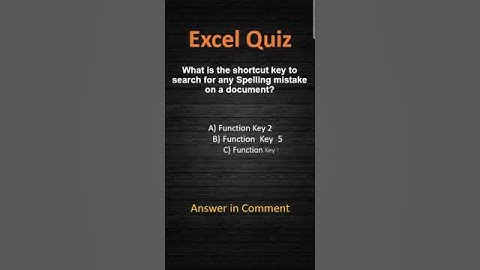 Excel Quiz: What is the shortcut key to search for any Spelling mistake on a document? | #shorts