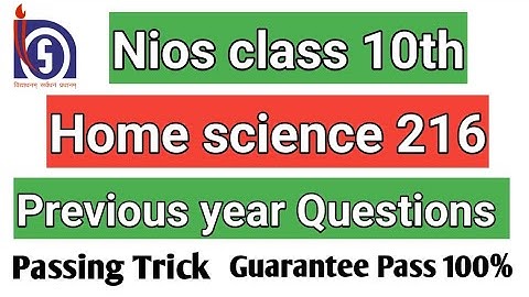Nios home science important questions class 10th home science nios important questions paper #nios
