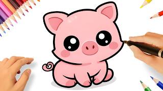 HOW TO DRAW A CUTE PIG EASY 🐷