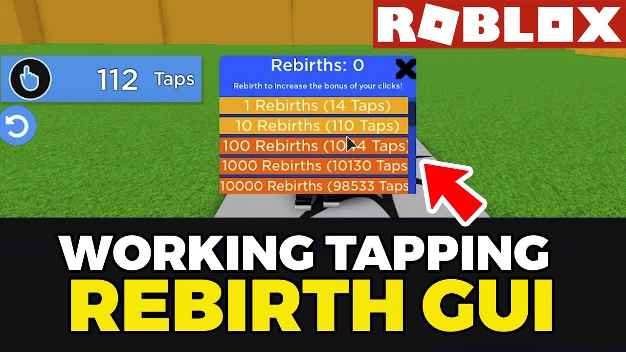 Creating A Rebirth Gui For Your Tapping Simulator Game In Roblox Youtube - how to make a rebirth system in your game roblox how to