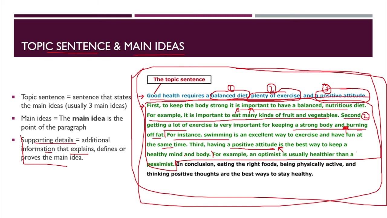 Topic sentence supporting sentences