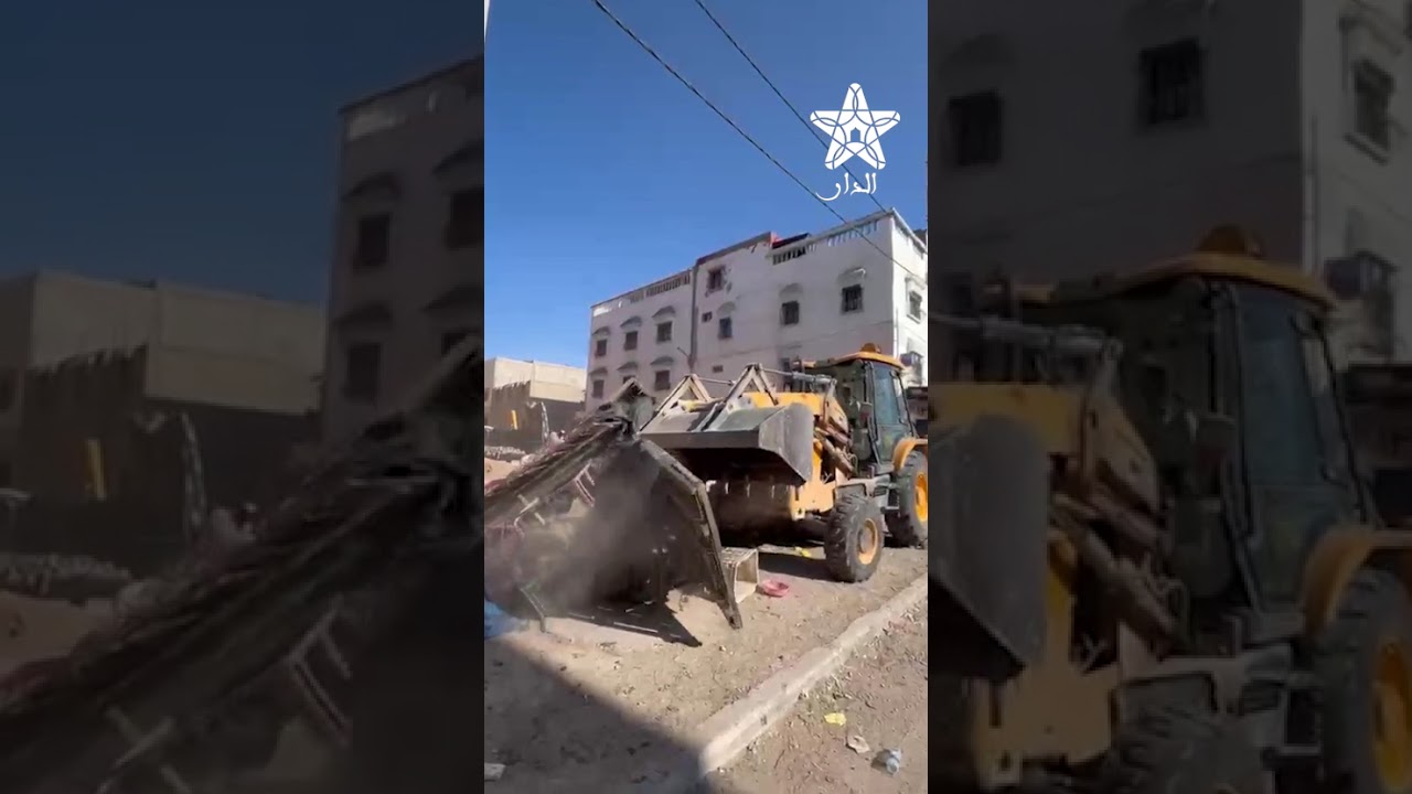 حي إكرفولوس بأورير.. الجرافات تتدخل لهدم الأرصفة غير القانونية أمام المحلات التجارية