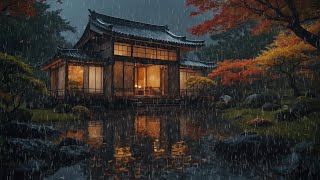 Rain Sounds for Sleeping  Heavy Rain at Night in Japanese Village | Nature For Healing