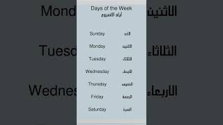 Days of the Week [ايام الاسبوع] اللغة الانجليزية للمبتدئين