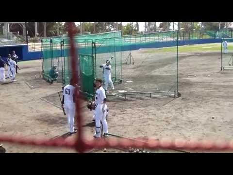 20140221 マシンで練習する大島、井藤、松井（佑）、剛裕選手  @読谷