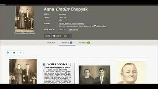FIND-A-GRAVE website Memorials Chopyak family Trees, 15 Cemeteries  DNA   Chopyak Family members