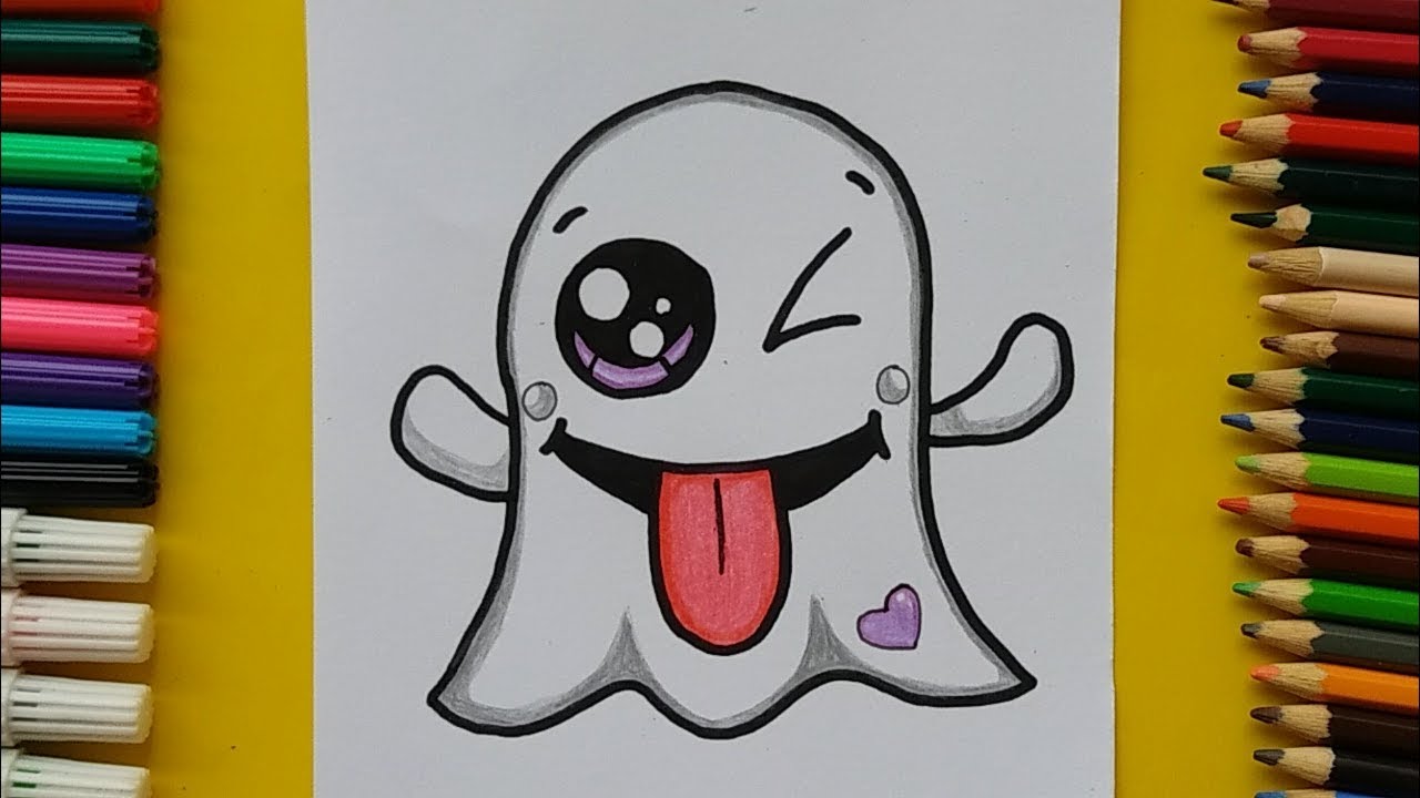 Como Desenhar Um Fastaminha kawaii - How to draw a cute Halloween Ghost ...