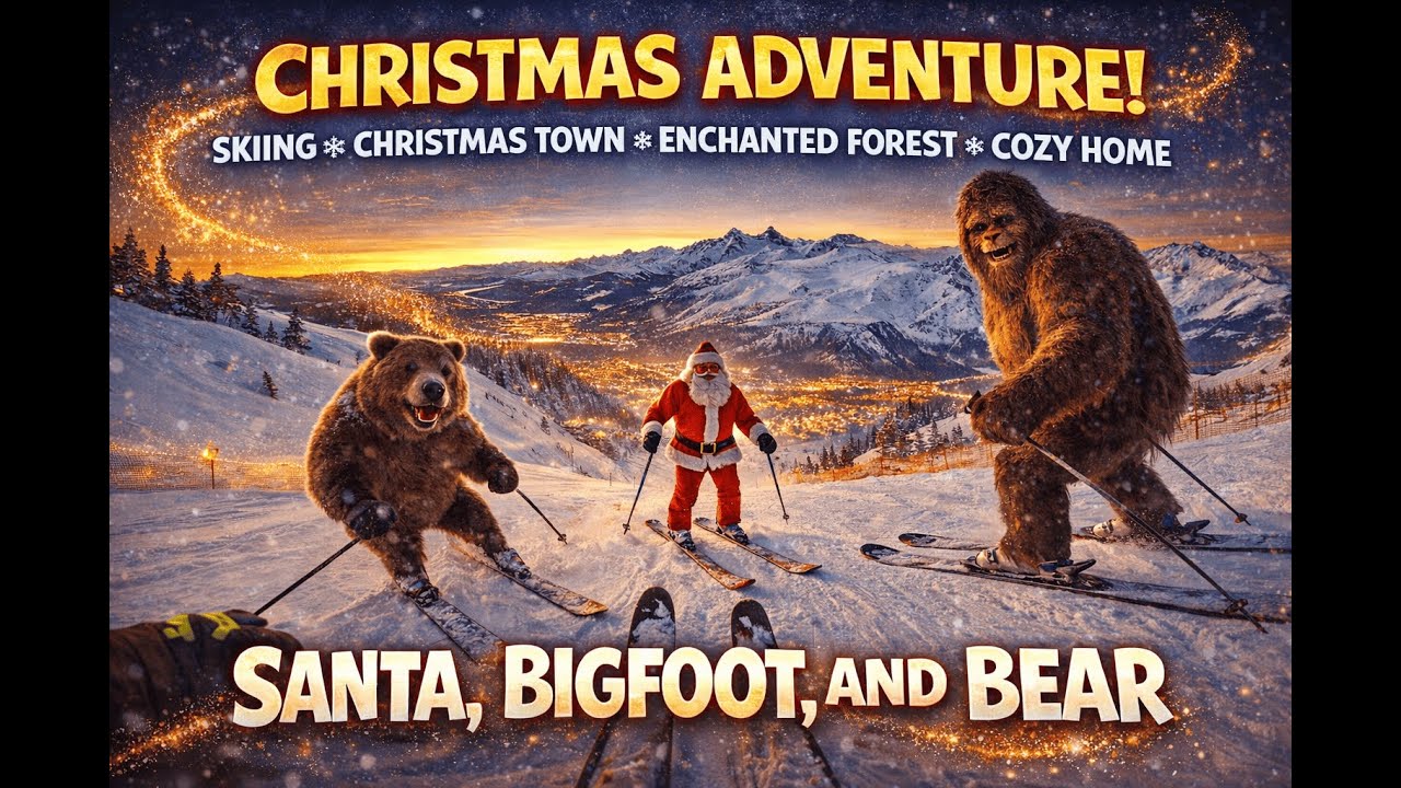 Vlogs #10 Santa, Bigfoot & Bear: From Santa’s Office to a Magical Night Ski Adventure 🏔️🎄