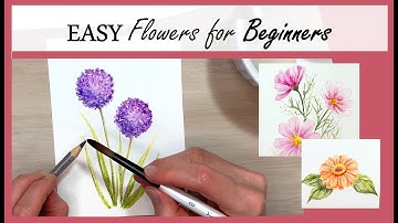 3 EASY Flowers ANYONE can Draw & Paint with Watercolor Pencils: Step-by-Step Guide for Beginners