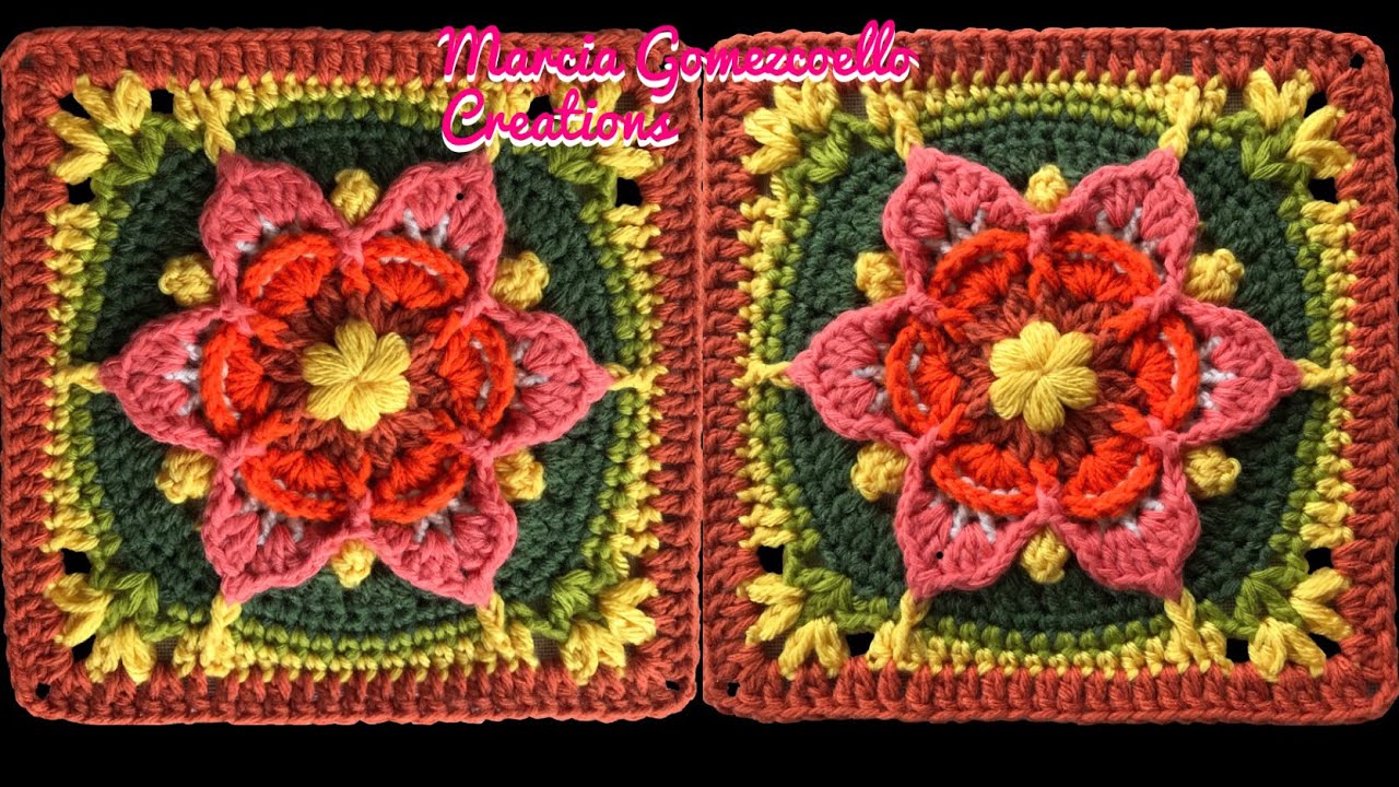 CUADRO A GANCHILLO: Estrella/ HOW TO CROCHET: Star Square