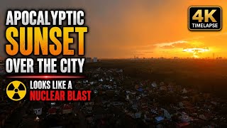Apocalyptic Sunset Over the City ☢️ Looks Like a Nuclear Blast | 4K Timelapse