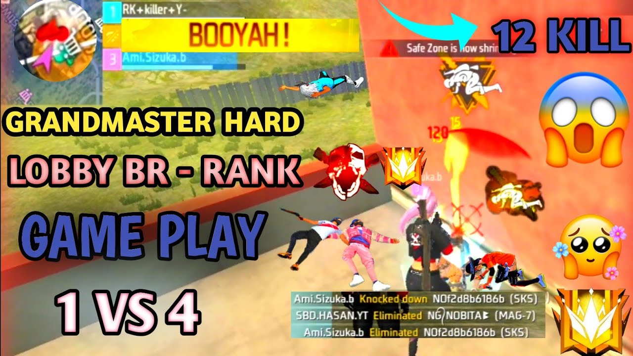 Grandmaster Hard Lobby Br - Rank Game Play 1 VS 4 😩 12 Kill 😍 #freefire ...