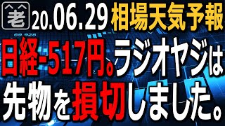 【相場天気予報】日経平均-517円、22000円割れと下げたが、まだ下落相場に移行したわけではない。引き続き、株も為替も、急騰、急落がありえる、不安定な相場が続きそう。ラジオヤジの損切後のポジも公開。